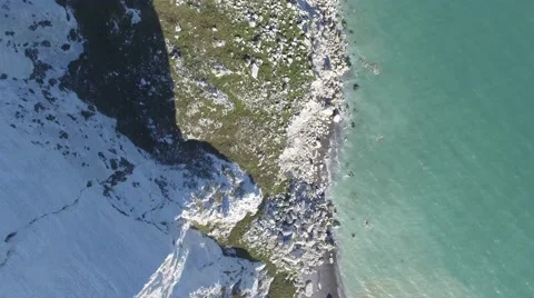 Beachy Head Cliffs BEV sweep along - Drone Stock Footage 67536798