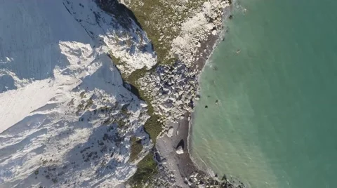 Beachy Head drone shot BEV of cliffs - Drone Stock Footage 67536796