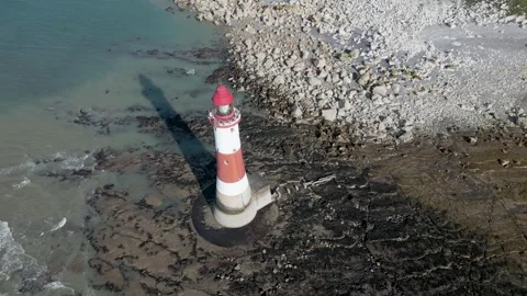 Beachy Head looking down on Lighthouse, East Sussex, UK Video stock 241907522