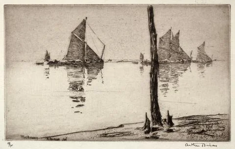 The Beacon, 1925. Arthur John Trevor Briscoe (British, 1873-1943). Etching;.. Stock Illustration