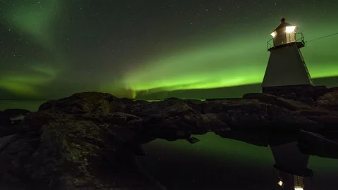 Beacon with Aurora Borealis Stock Footage 99619407
