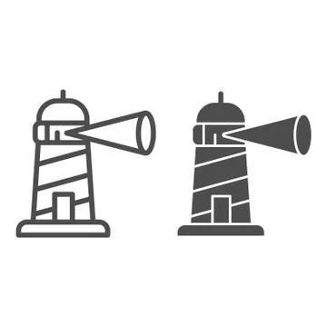 Beacon building line and solid icon, maritime navigation concept, spotlight in Illustrazione stock