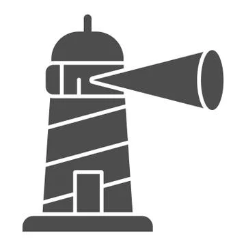 Beacon building solid icon, maritime navigation concept, spotlight in lighthouse 스톡 일러스트