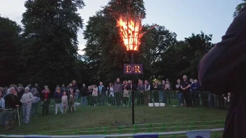 Beacon burning marking platinum jubilee 스톡 동영상 196283280