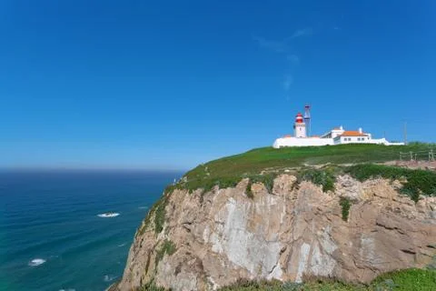 Beacon on cabo da roca - the most western point of europe Fotos Stock
