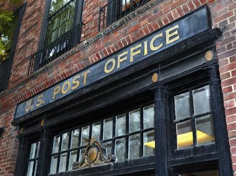 Beacon Hill Post Office on Charles Street, Boston. 스톡 사진