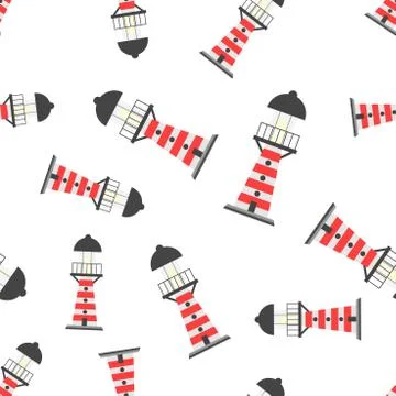 Beacon lighthouse seamless pattern background icon. Business flat vector illu Illustrazione stock