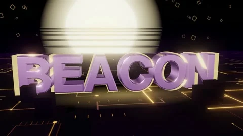 BEACON Neon Grid 3D Tech Typography on Circuit Board Loop Stock Footage 345417472