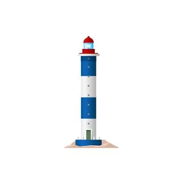 Beacon or lighthouse tower isolated navy building Illustrazione stock