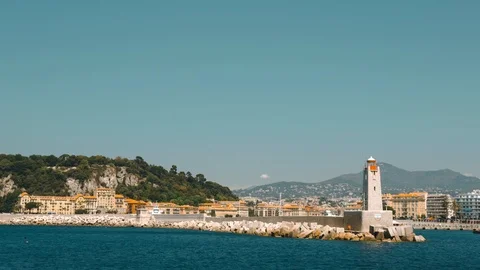 Beacon Phare de Nice. Port Lympia. France. Stock Footage 109606742