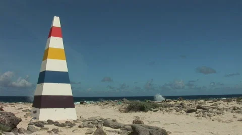 Beacon &amp; a rough shore - close left Stock Footage 92130