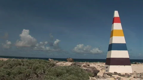 Beacon &amp; a rough shore - close right Stock Footage 92132