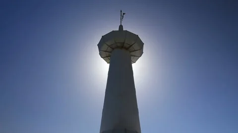 Beacon of underwater observatory of Eilat against the blue sky. Israel Stock Footage 44055549