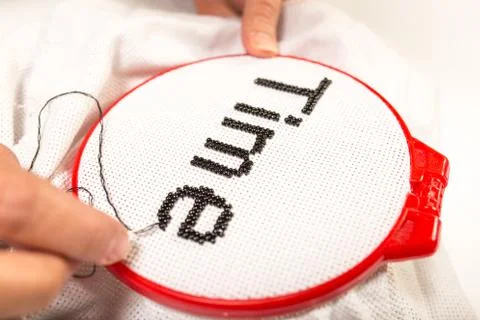 Bead embroidery. while away time for your favorite pastime. Quarantine time. Stock Photos