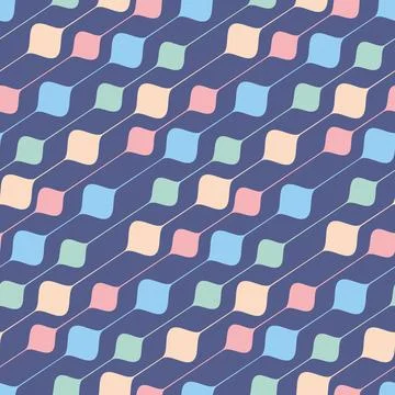 Bead on a string abstract art seamless pattern, purple pink textile design an Stock Illustration