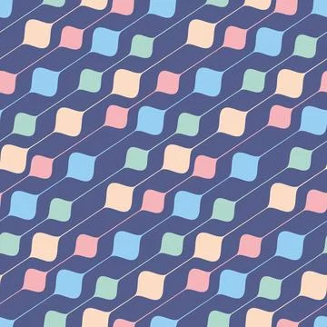 Bead on a string abstract art seamless pattern, purple pink textile design .. Stock Illustration