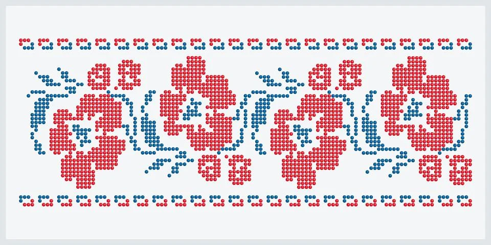 Bead-Style Big Flower Pattern from Ukraine Stock Illustration