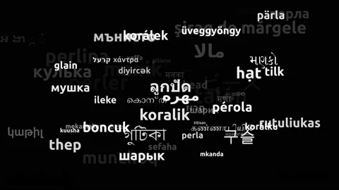 Bead Translated in 69 Worldwide Languages Endless Looping 3d Zooming Wordclou Stock Footage 145207310