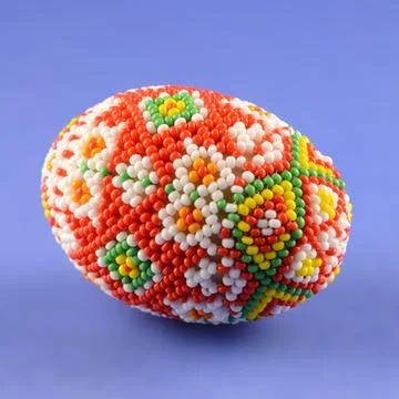 Bead Work on Egg Foto stock