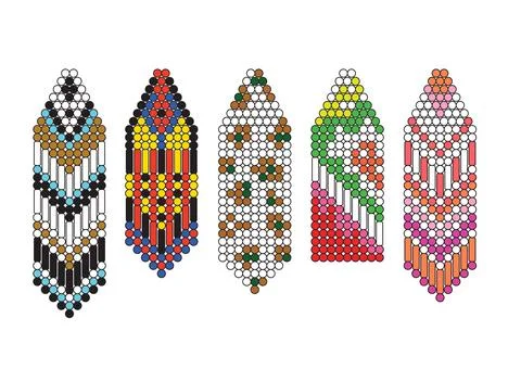 Beaded earrings design template vector. Jewelry beads pattern scheme. Stock Illustration