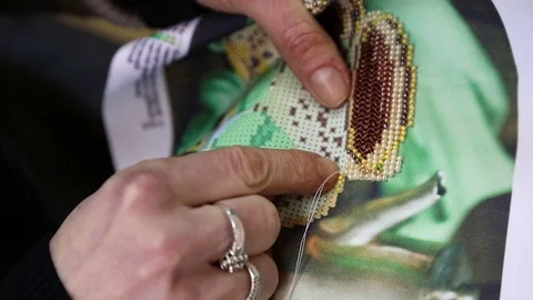 Beaded embroidery Stock Footage 77757202