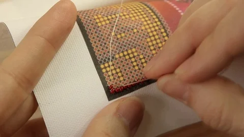 Beaded embroidery process Video stock 69776207