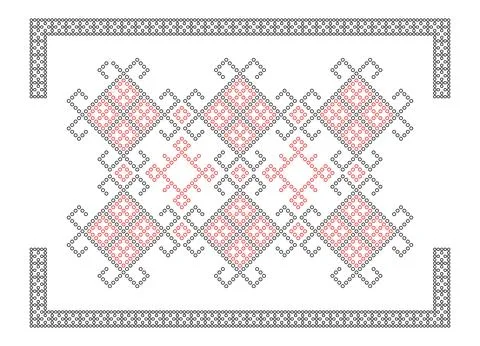 Beaded Outline Vyshyvanka Vector Pattern Ilustração Stock