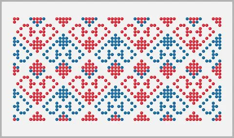 Beaded Red blue heart repeat ornament from Ukraine Illustrazione stock