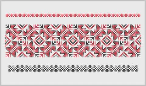 Beaded Ukrainian traditional patterns in red black Stock Illustration