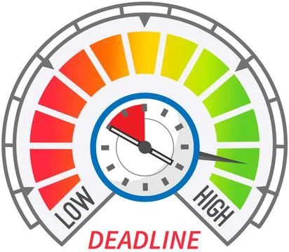 Beadline for completing task or work, specific point in time by which goal or Stock Illustration