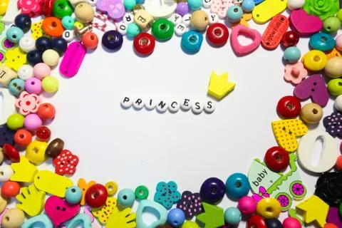 Beads Background. Retro Top View Colorful Bead Heap. child background Stock Photos