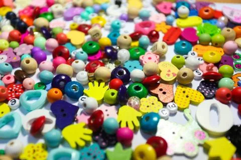 Beads Background. Retro Top View Colorful Bead Heap. child background Stock Photos