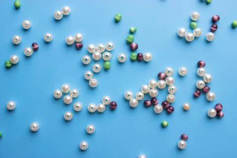 Beads Background. Retro Top View Colorful Bead Heap. Stock Photos