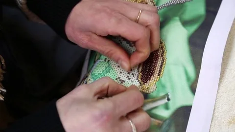 Beads, embroidery Stock Footage 77756500