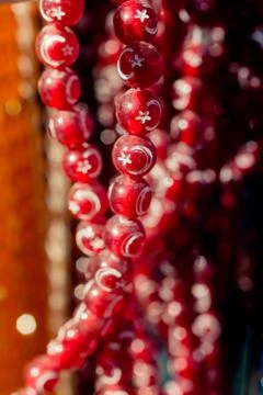 Beads of the same type and color as Turkish flag Stock Photos