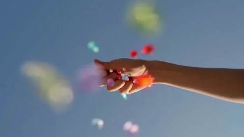 Beads sky magic simmer mood blue Slow motion video footage Vídeo Stock 139528475