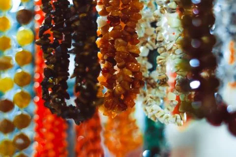 Beads of stone hang Stock Photos