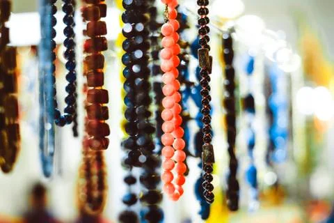 Beads of stone hang Stock Photos