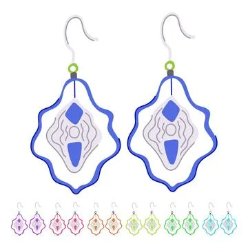 Beadwork boho earrings vector cartoon graphic Stock Illustration