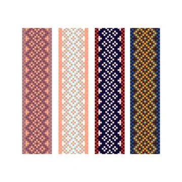 Beadwork border pattern design stripes. Stock Illustration