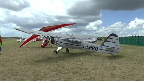 Beagle Auster Light Aircraft Parked on an Airfield Stock Footage 75656645