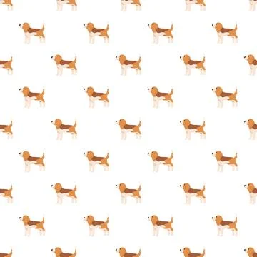 Beagle dog cartoon seamless pattern background repeating texture イラスト素材