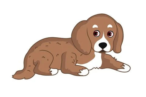 Beagle dog lying on ground Stock Illustration