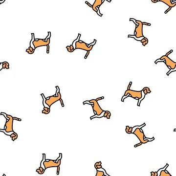 Beagle dog vector seamless pattern Stock Illustration