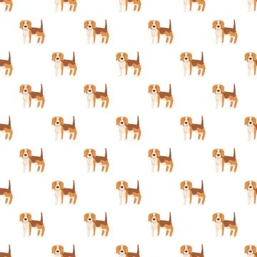 Beagle dogs seamless pattern creating an animal background Stock Illustration