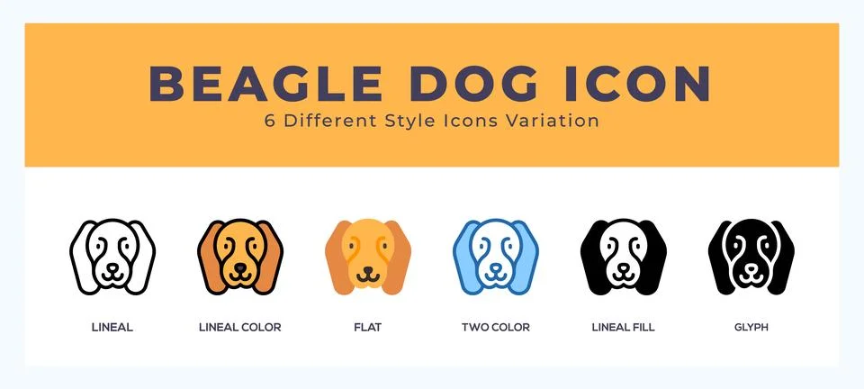 Beagle pack of icons. vector illustration. Stock Illustration