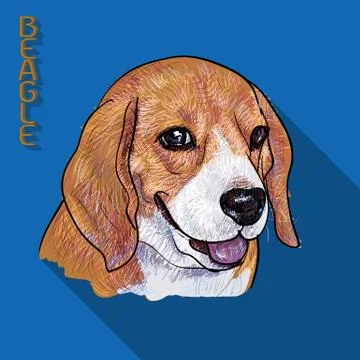 Beagle portrait with long shadow Stock Illustration