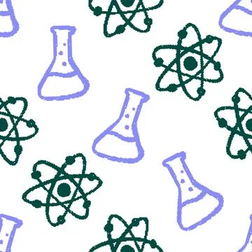 Beaker Atom Dithered Seamless Pattern. Vector seamless pattern illustration Stock Illustration
