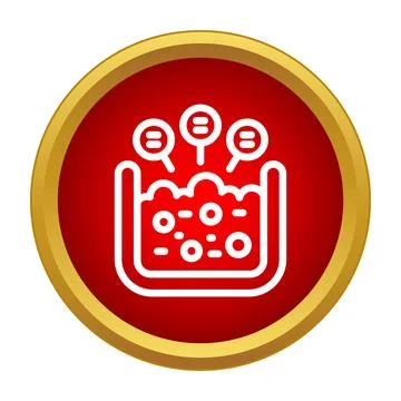 Beaker with bubbling liquid and evaporating molecules icon Stock Illustration