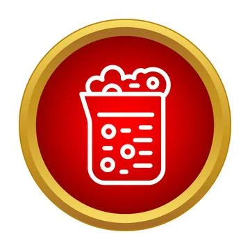 Beaker with bubbling liquid icon on red button 스톡 일러스트